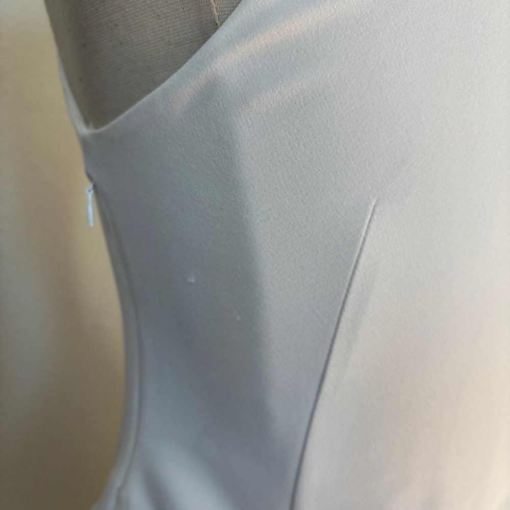 Solid White Drop Waist Sleeveless Button Front Dr… - image 7